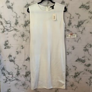 Large Ivory Knit Exposed Zipper Sleeveless Dress